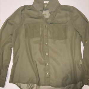 Mine Sage Green V-Neck Blouse